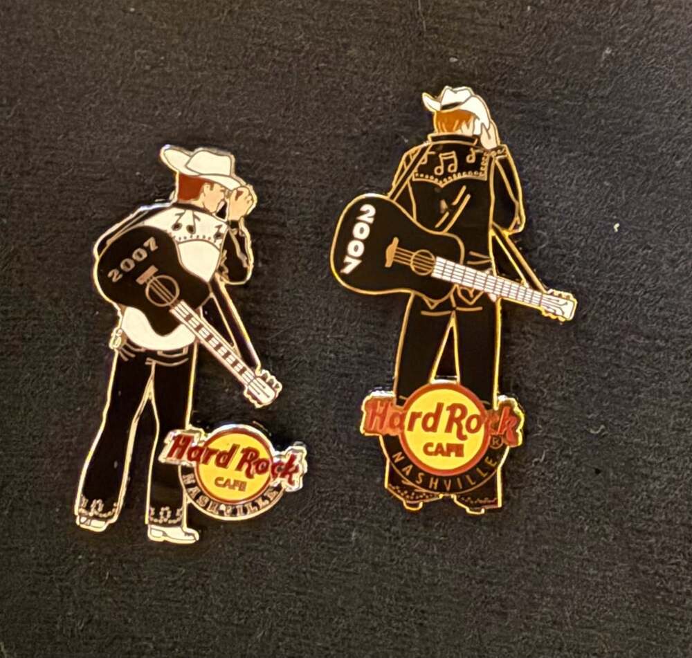 Hard Rock Cafe Nashville 2007 Guitarist Cowboy Pin (Set of 2)